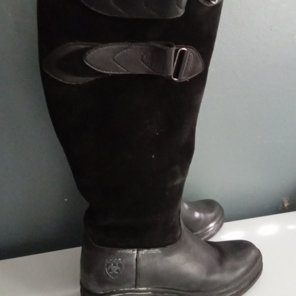 Ariat Black Leather Suede Buckle Knee High Boot Riding Equestrian Style Size 5.5